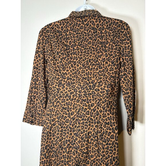 EXPRESS Leopard Cheetah Button Up Long Sleeve Shirt Dress  Size 8 - Picture 5 of 10